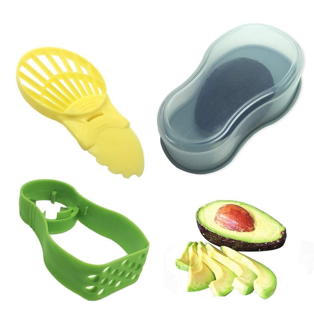 Recipient de Depozitare Avocado 5in1, Flippy, Etans, pentru Frigider, din Plastic, Dispozitiv de Taiat, Curatat, Feliat