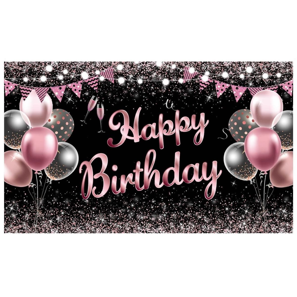 Banner Tip Fundal pentru Poze, Flippy, din Panza, 185 x 110 cm, Sfoara 6 m, Prindere in 4 Colturi, Negru/Roz