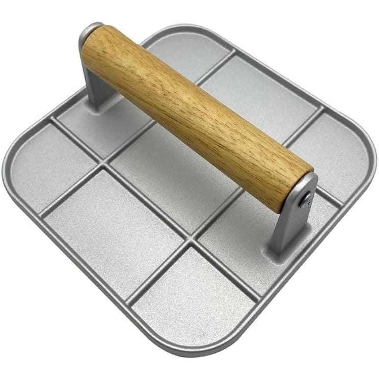 Presa Manuala pentru Carne, Flippy, din Aliaj de Aluminiu, Maner din Lemn, Presa pentru Burgeri, Usor de Curatat si Folosit