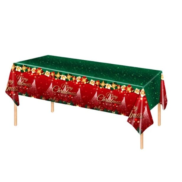 Fata de Masa Festiva, Flippy, Dreptunghiulara, Imprimeu Merry Christmas, Tema Craciun, Rezistenta la Apa, din PVC, 137 x 274