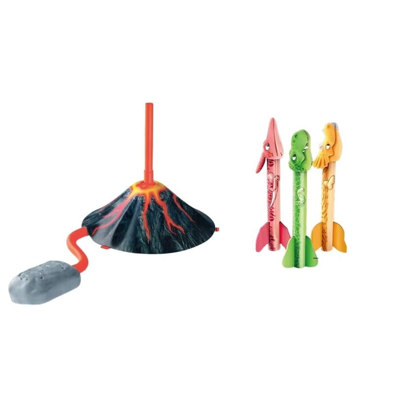 Jucarie pentru Copii, Flippy, Lansator de Rachete cu Piciorul, un Singur Lansator, 3 Rachete Donozauri cu Lumini, 30 cm