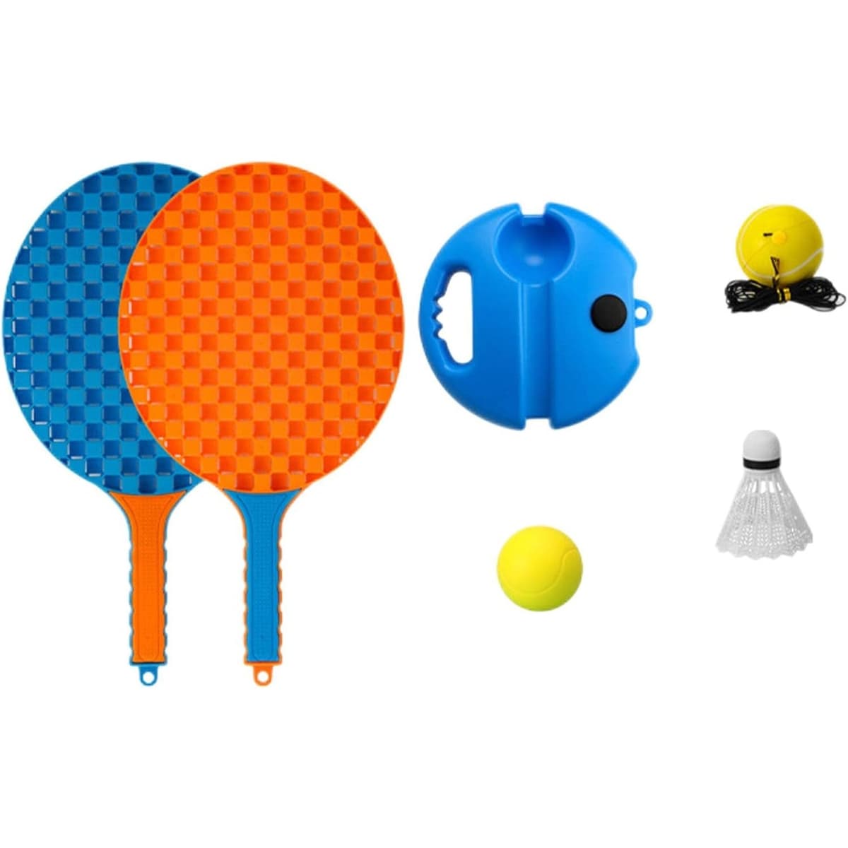 Set Badminton pentru Copii, Flippy, Doua Palete, Fluturas, 2 Mingi, Minge cu Elastic pentru Antrenament, Suport de Prindere
