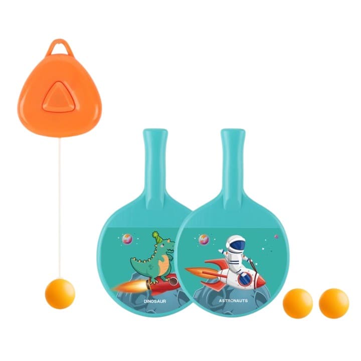 Set 2 Palete de Tenis de Masa, Flippy, pentru Copii, Design Animat, Tematica Astronauti, Accesoriu de Agatat Inclus si 2