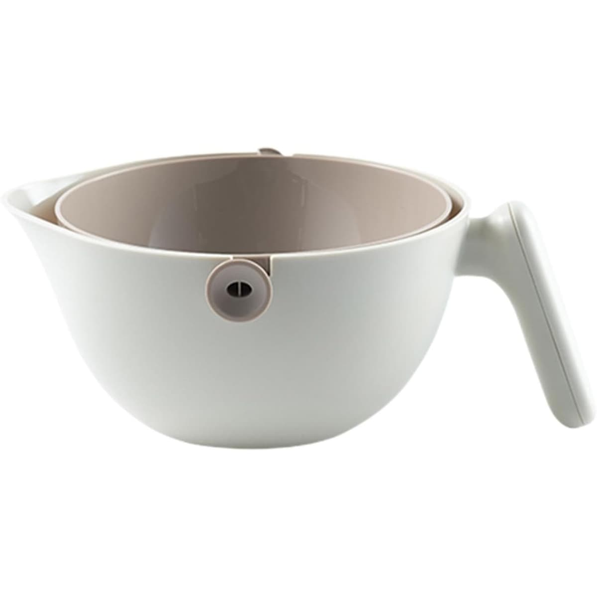 Bol cu Doua Straturi, Flippy, pentru Fructe, Legume, cu Cos de Scurgere a Apei, 2L, din ABS+PP, 29.9 x 22.5 x 11.8 cm, Alb -
