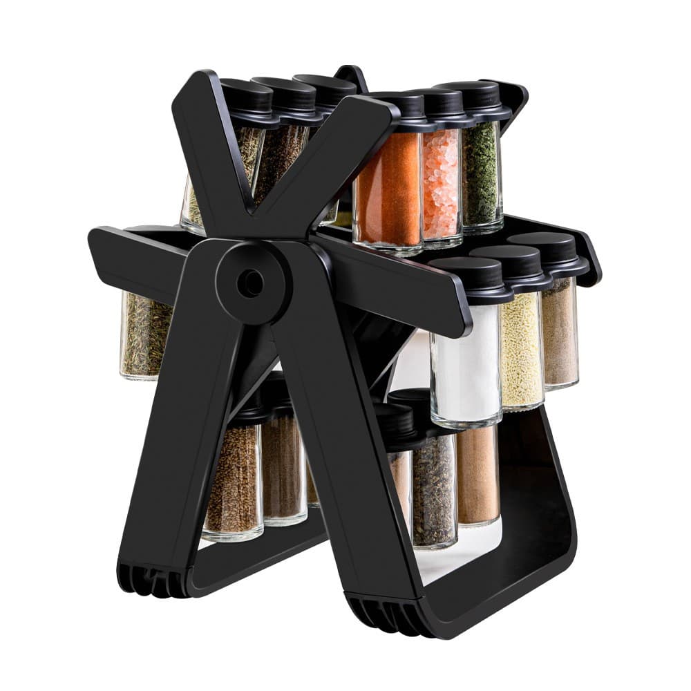 Suport Pentru Condimente Rotativ, Flippy, Multifunctional, Pivotant 360°, Portabil, Usor de Montat, 34x23 cm, ABS/Sticla