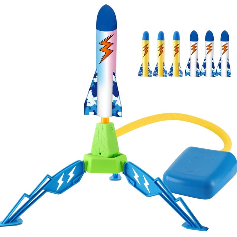 Jucarie pentru Copii, Flippy, Lansator de Rachete cu Piciorul, un Singur Lansator, 6 Rachete Fara Lumini, 40.5 cm Inaltime