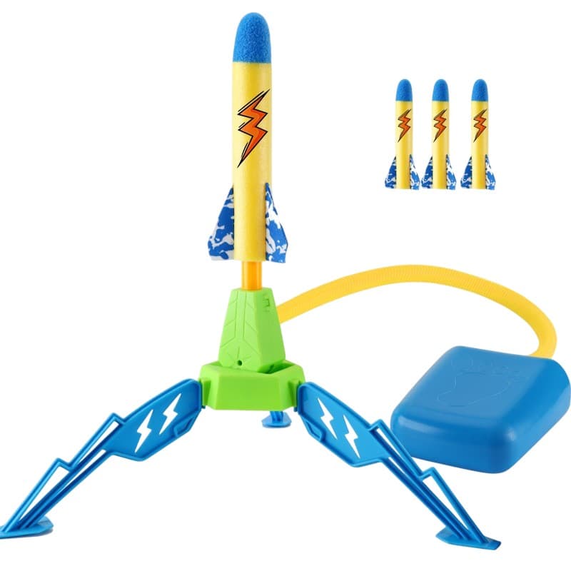 Jucarie pentru Copii, Flippy, Lansator de Rachete cu Piciorul, un Singur Lansator, 3 Rachete cu Lumini, 40.5 cm Inaltime