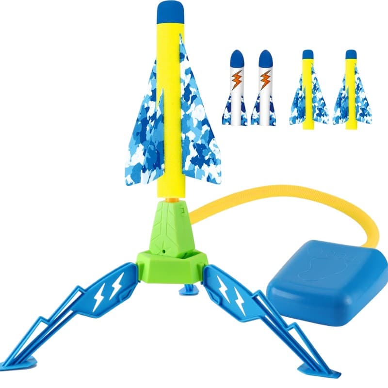 Jucarie pentru Copii, Flippy, Lansator de Rachete cu Piciorul, un Singur Lansator, 4 Rachete Fara Lumini, 40.5 cm Inaltime