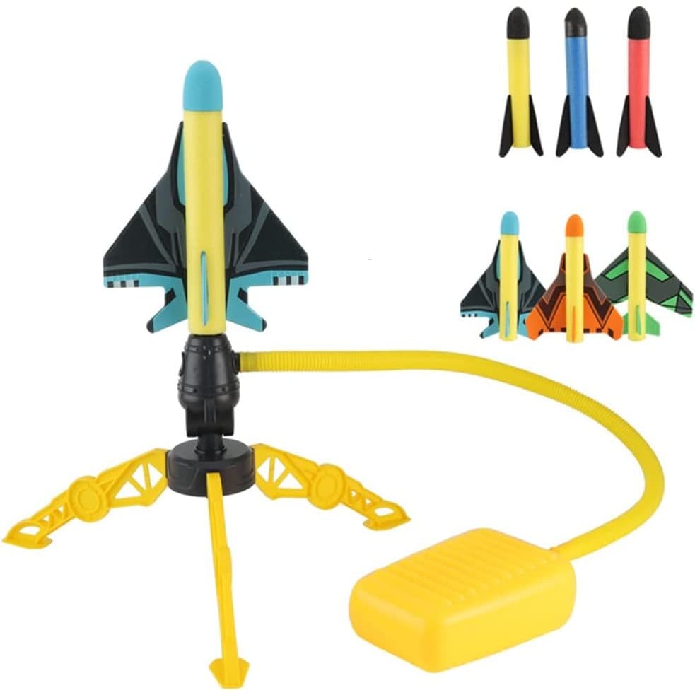 Jucarie pentru Copii, Flippy, Lansator de Rachete cu Piciorul, Un Lansator, 3 Rachete Fara Lumini, 3 Aircrafts, 42x36 cm