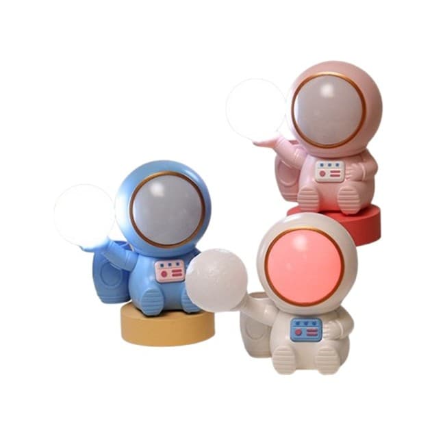 Lampa de Veghe 2in1, Flippy, Lampa, Ascutitoare si Spatiu Depozitare, Model Astronaut, Incarcare USB, din ABS, 12 x 7 x 11
