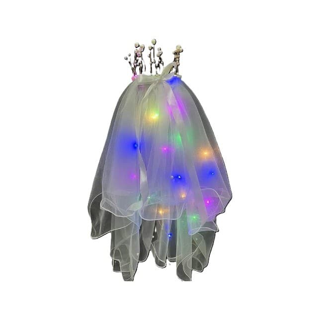 Voal Luminos cu Coronita, Flippy, Lumina Multicolora, pentru Serbari Copii, Petrecerea Burlacitelor, Marime universala