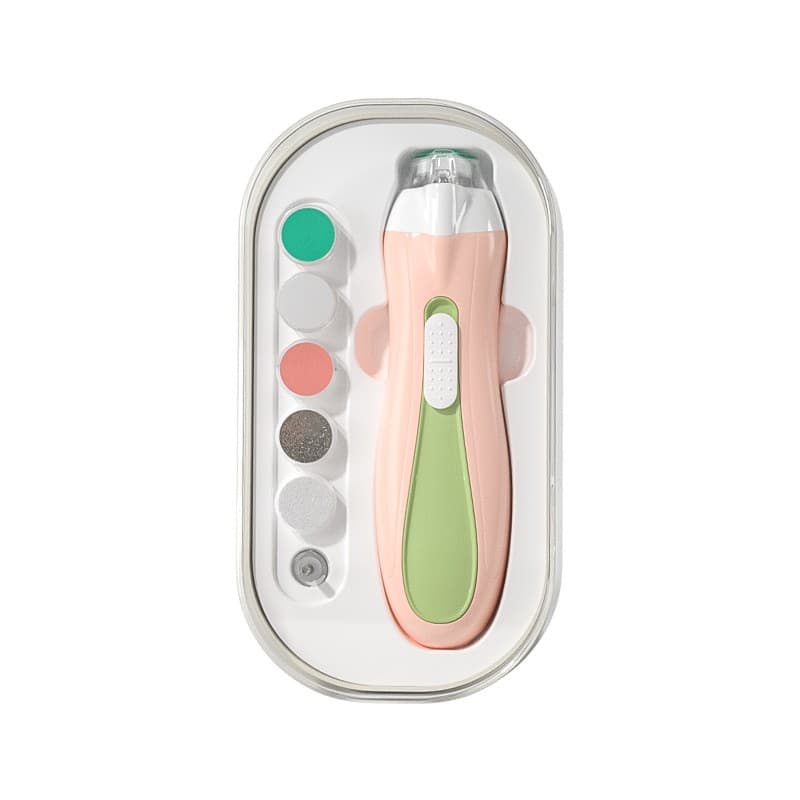 Pila Electrica, Flippy, pentru Copii si Bebelusi, din ABS, 6 Accesorii, cu Lumina LED, 9.5 x 6 x 17 cm, Verde/Roz