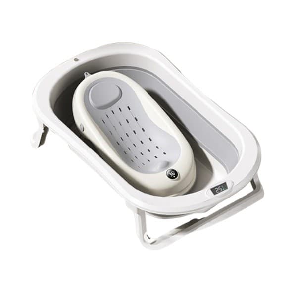 Cada de Baie Pliabila, Flippy, cu Suport, Indicator de Temperatura, 0-8 Ani, din PP+TPR, 45 l Capacitate, 80 x 50 x 23 cm