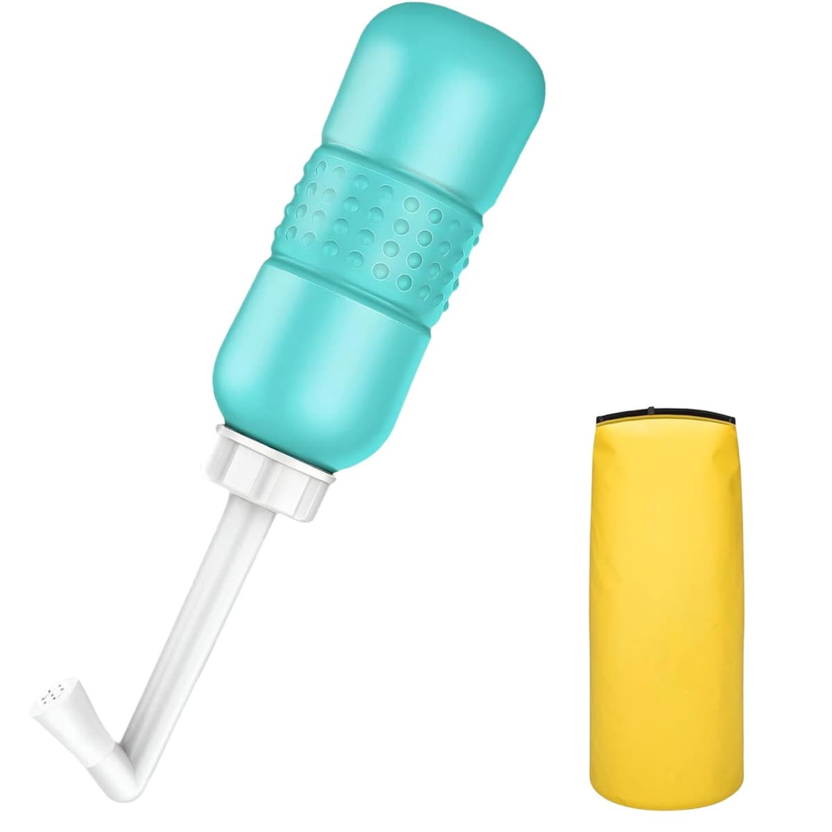 Bideu Portabil pentru Igiena Intima, Flippy, pentru Postpartum/ Postoperator, 450 mL, cu Capac si Husa Galbena, 29.5x7 cm