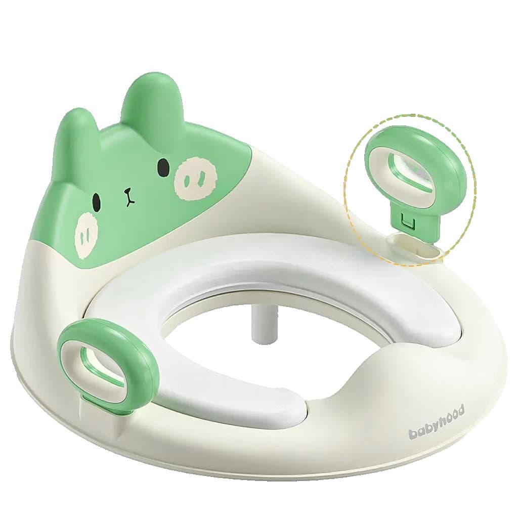 Capac WC cu Reductie, Flippy, pentru Copii, cu Manere, Model Ursulet, Plastic Durabil, Verde