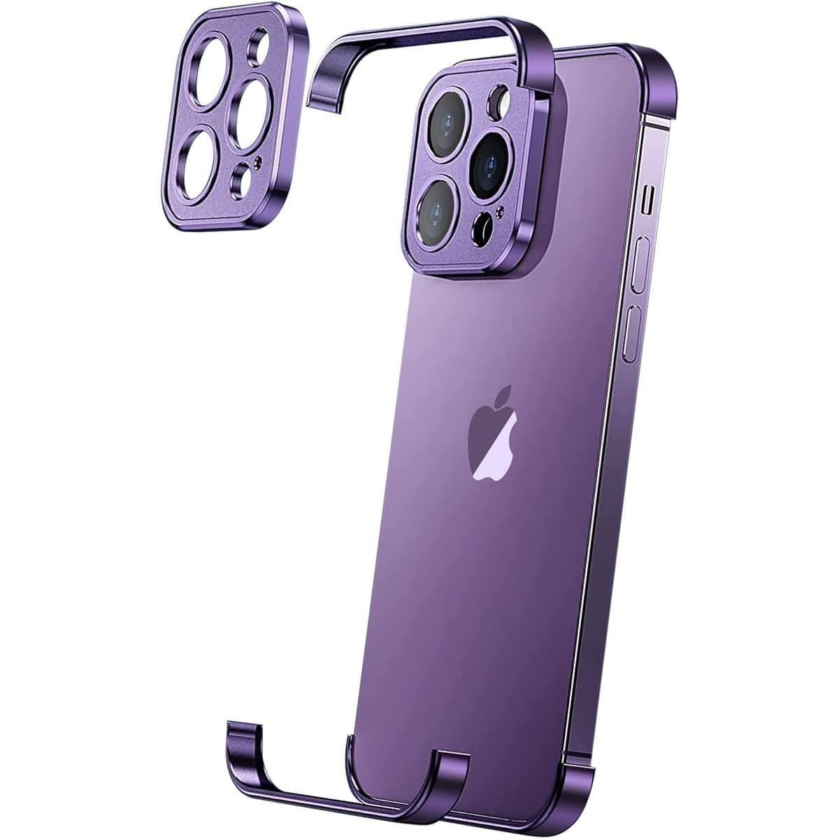 Husa Metalica Edgeless Compatibila cu iPhone 16 Pro Max, Flippy, Protectie pentru Colturi si Camera, Aliaj Aluminiu