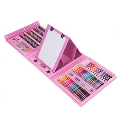 Set 208 Piese, Complet pentru Pictura si Desen, Flippy, Tip Servieta, 3-12 Ani, 40.5 x 5 x 30 cm, Roz