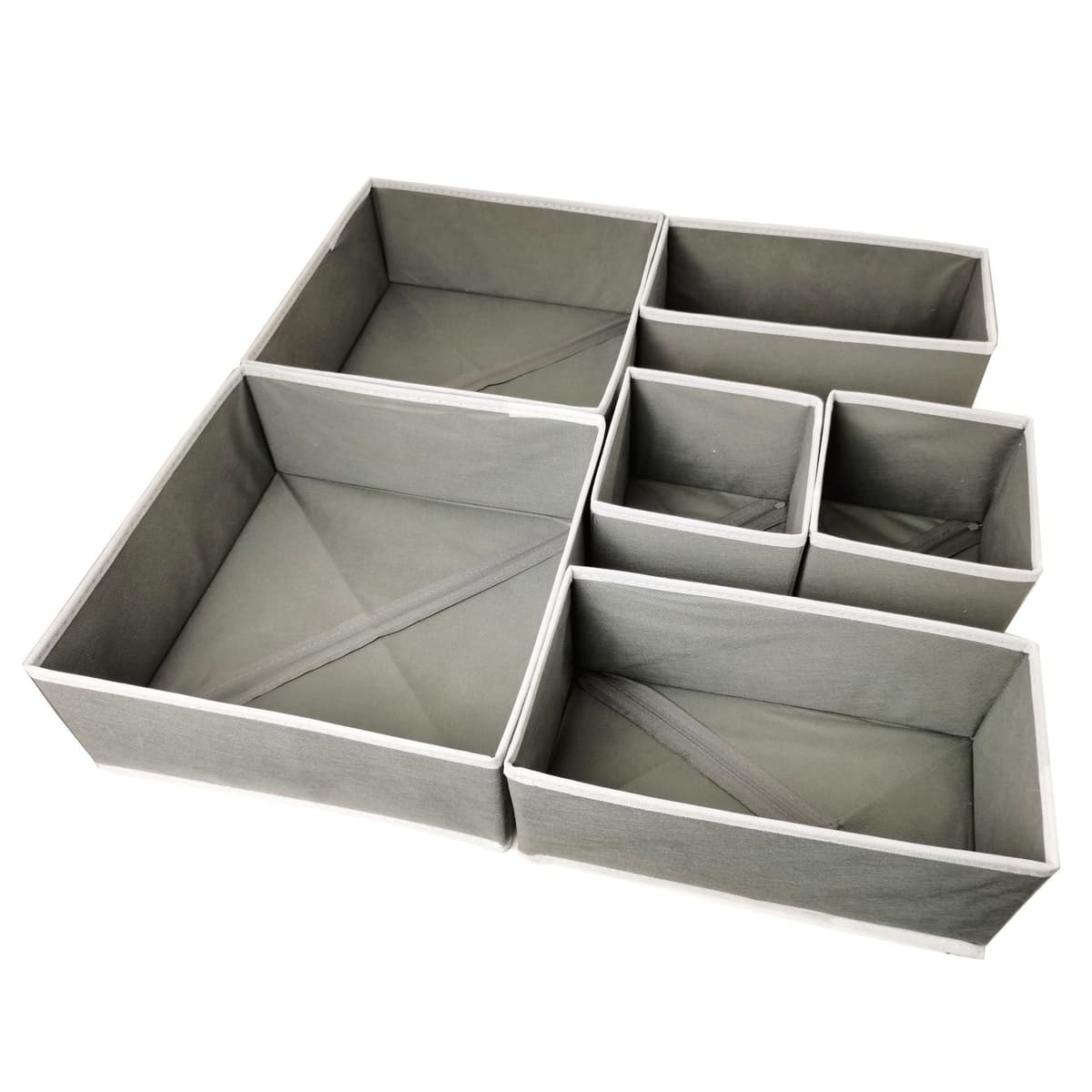 Organizator pentru Sertar, Flippy, 3 Marimi, pentru Lenjerie, Tricouri, Sosete, 6 Piese, Pliabil, Stivuibil, din Tesatura