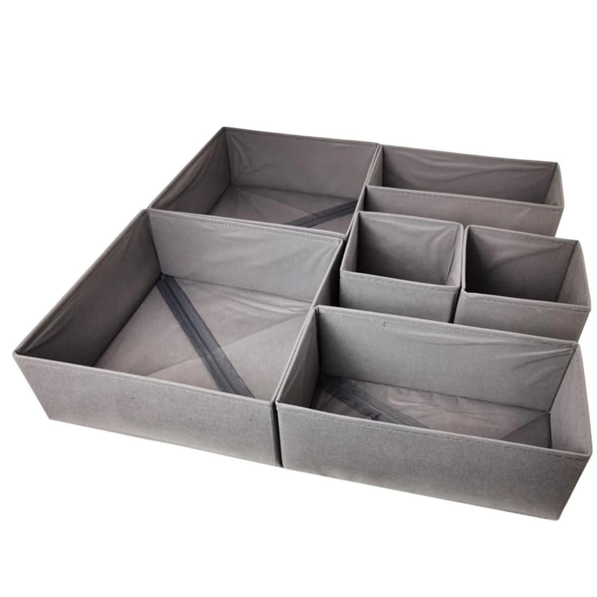 Organizator pentru Sertar, Flippy, 3 Marimi, pentru Lenjerie, Tricouri, Sosete, 6 Piese, Pliabil, Stivuibil, din Tesatura