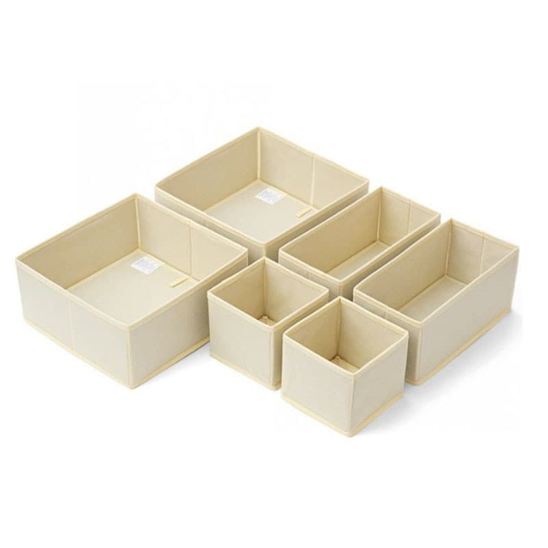 Organizator pentru Sertar, Flippy, 3 Marimi, pentru Lenjerie, Tricouri, Sosete, 6 Piese, Pliabil, Stivuibil, din Tesatura