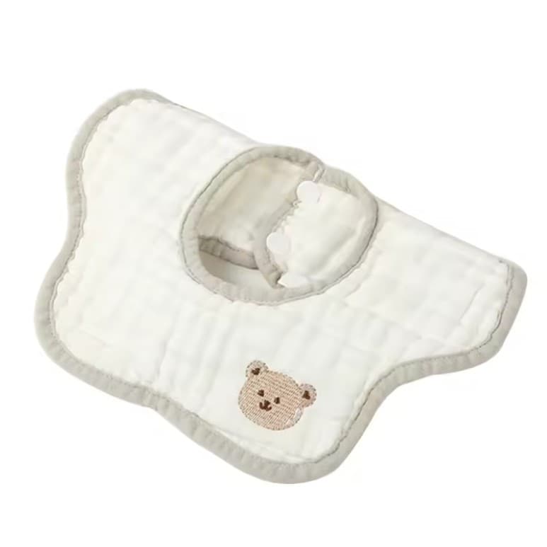 Baveta Tip Floare, Flippy, din Bumbac, pentru Copii 0-12 Luni, Rezistenta la apa, 8 Straturi, Model Tricotat cu Ursulet, 26