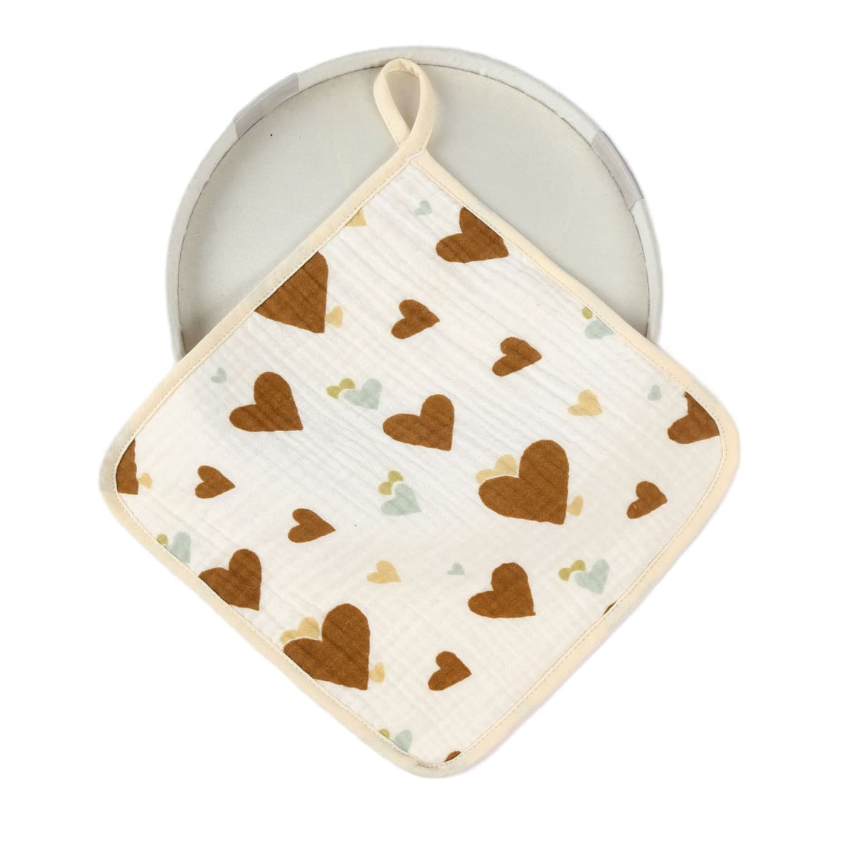 Prosop Absorbant, Flippy, din Bumbac, 25 x 25 cm, Model Inimioare, cu Agatatoare, Maro