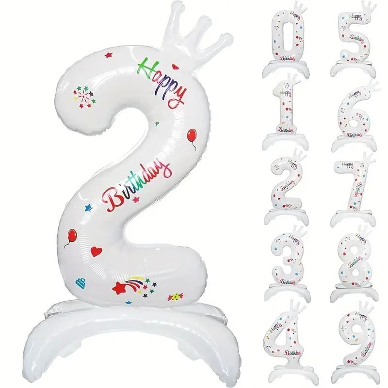 Balon din Folie Metalizata, Flippy, Figurina Cifra, Model 2 cu Happy Birthday Scris, Tema Aniversare 81 cm, Ambalaj
