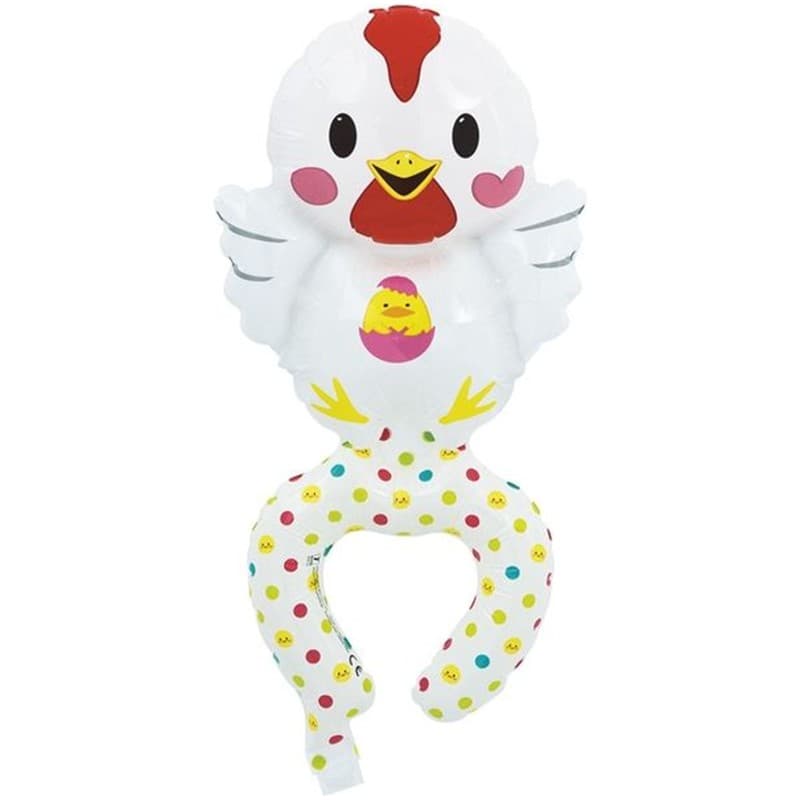 Balon din Folie Metalizata, Flippy, Figurine Animalute, Tip Bratara, Model Gaina, Ambalaj Individual, Pai Inclus, Umflare cu