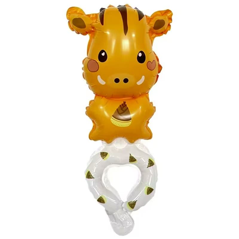 Balon din Folie Metalizata, Flippy, Figurine Animalute, Tip Bratara, Model Mistret, Ambalaj Individual, Pai Inclus, Umflare