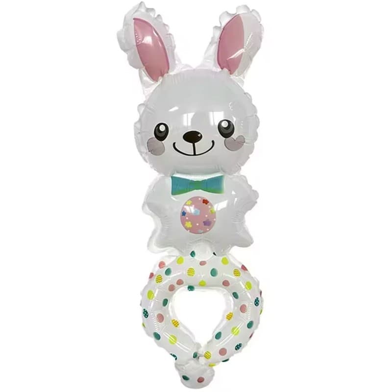 Balon din Folie Metalizata, Flippy, Figurine Animalute, Tip Bratara, Model Iepuras, Ambalaj Individual, Pai Inclus, Umflare