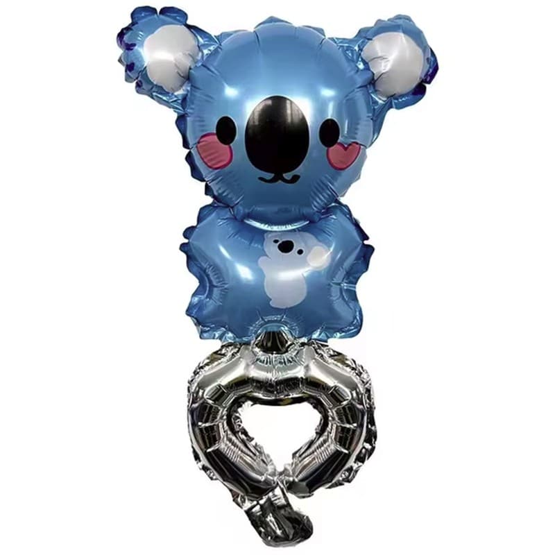 Balon din Folie Metalizata, Flippy, Figurine Animalute, Tip Bratara, Model Koala, Ambalaj Individual, Pai Inclus, Umflare cu