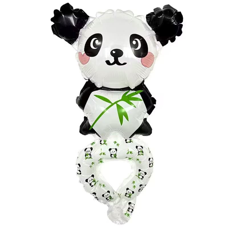 Balon din Folie Metalizata, Flippy, Figurine Animalute, Tip Bratara, Model Panda, Ambalaj Individual, Pai Inclus, Umflare cu
