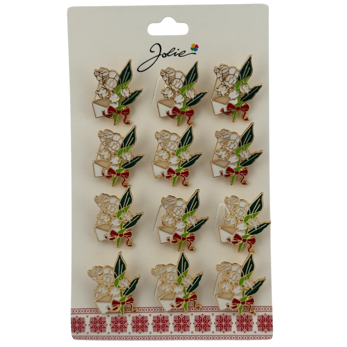 Set 12 Brose Martisor Primavara, Jolie, Model Flori Lacrimioare si Scrisoare