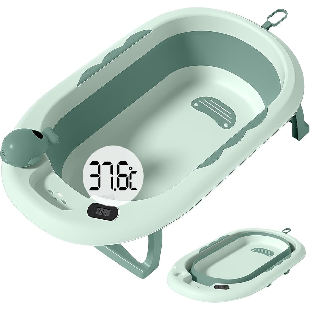 Cada de Baie, Flippy, pentru Copii 0 luni - 6 Ani, cu Termometru, Pliabila, Perna Suport Inclusa, din Plastic, 81.5 x 49 x