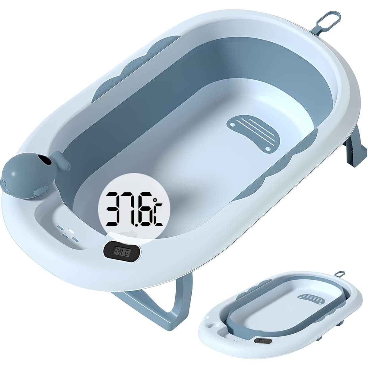 Cada de Baie, Flippy, pentru Copii 0 luni - 6 Ani, cu Termometru, Pliabila, Perna Suport Inclusa, din Plastic, 81.5 x 49 x