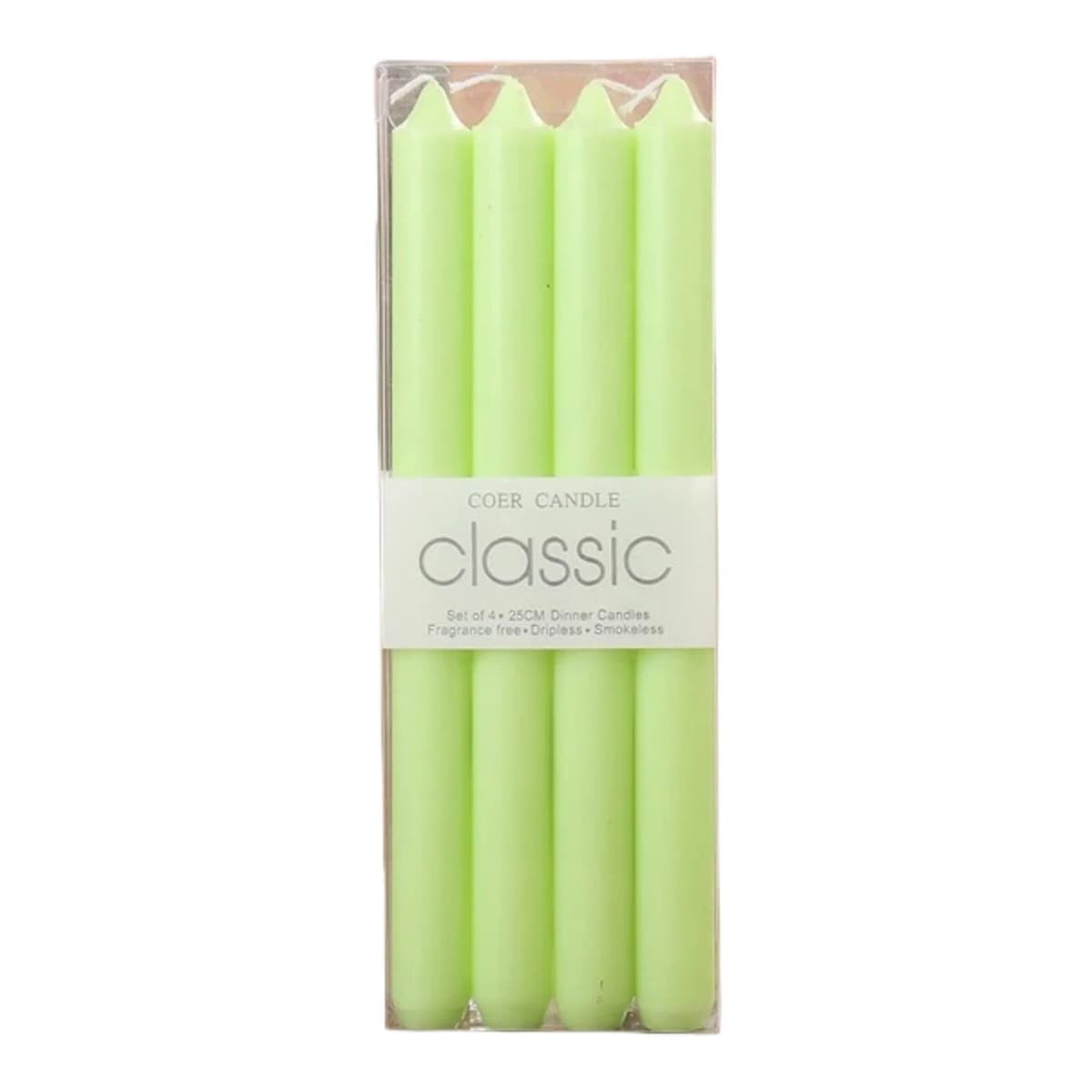 Set 4 Lumanari, Flippy, pentru Suport de Masa, Fara Miros si Fum, din Parafina, 2.2 x 25 cm, Verde