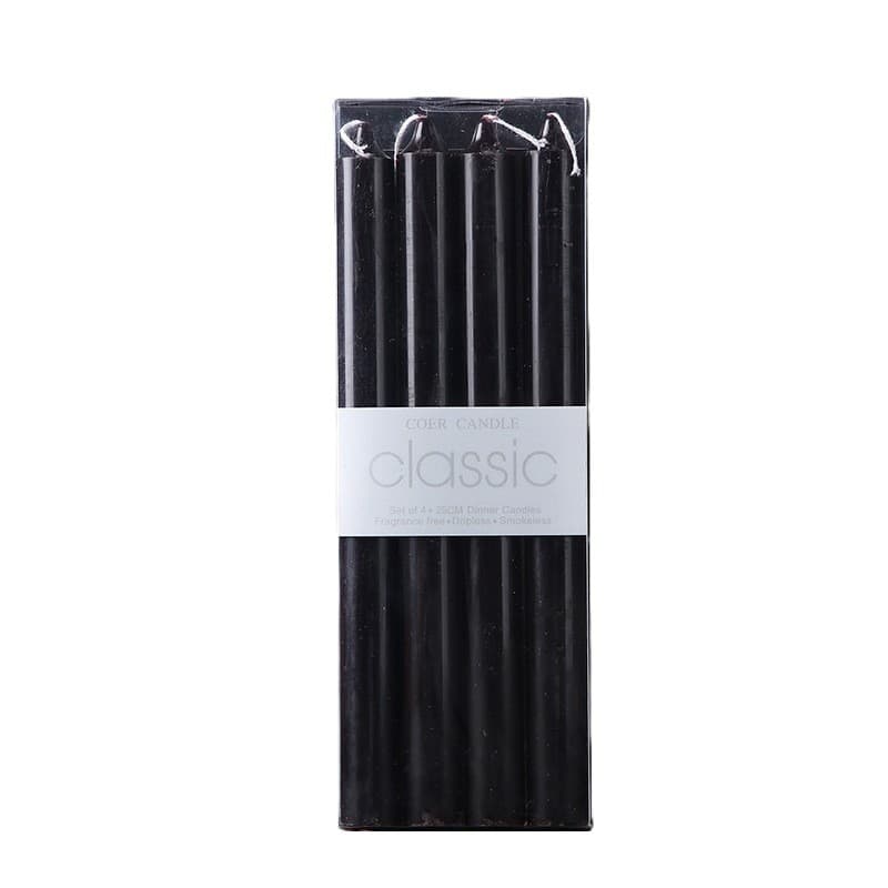 Set 4 Lumanari, Flippy, pentru Suport de Masa, Fara Miros si Fum, din Parafina, 2.2 x 25 cm, Negru
