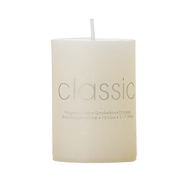 Lumanare Decorativa, Flippy, din Parafina, Cilindrica, Fara Fum si Fara Parfum, 5 x 7.5 cm, 130 g, Ardere 36h, Ivory Alb