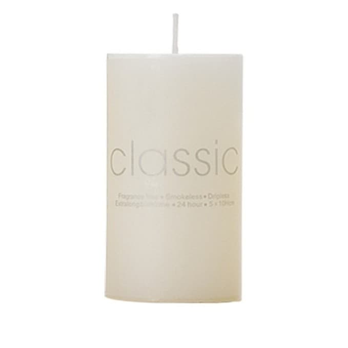Lumanare Decorativa, Flippy, din Parafina, Cilindrica, Fara Fum si Fara Parfum, 5 x 10 cm, 190 g, Ardere 24h, Ivory Alb