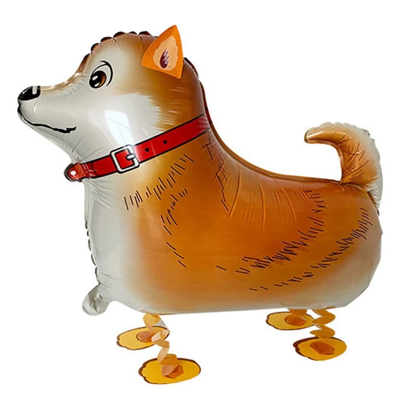 Balon din Folie Metalizata, Flippy, Figurina Animata, Model Catel, 59x44 cm, Ambalaj Individual, Pai Inclus, Umflare cu Aer sau Heliu, Maro inchis