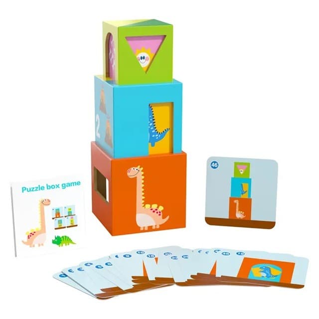 Jucarie de Construit, Flippy, Puzzle Box, Blocuri Stivuibile, 4-6 Ani, 5 Cuburi, 48 de Modele de Construit, 1 Manual, 12.8 x