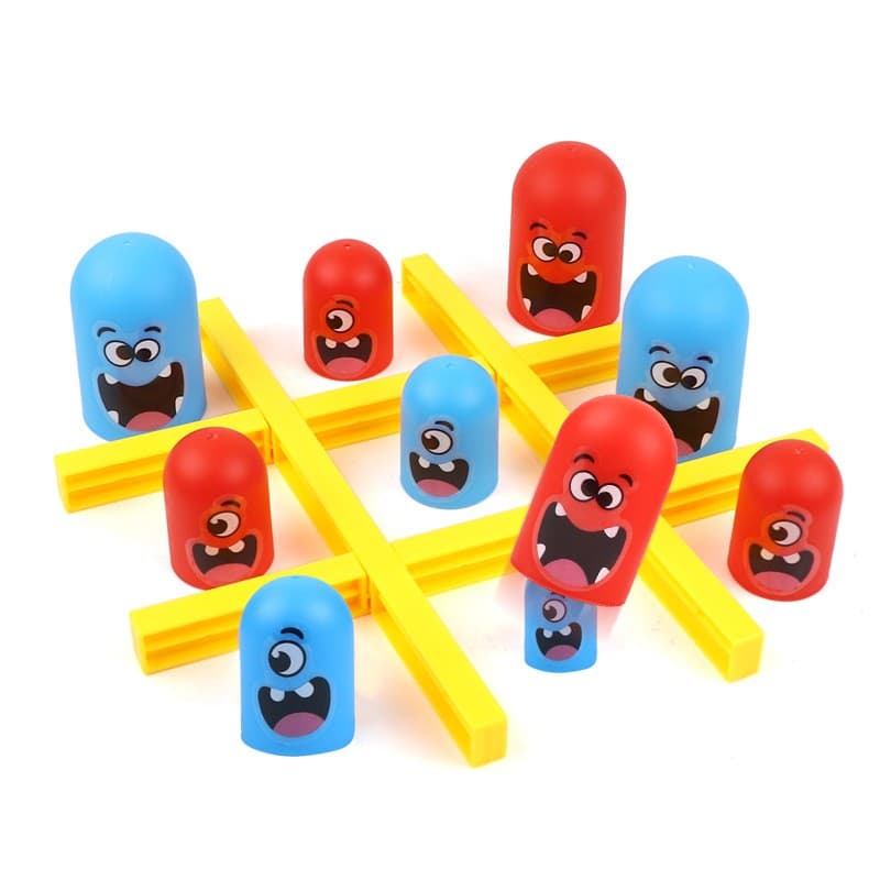 Joc Interactiv, Flippy, Tic Tac Toe Gobble, din Plastic, +3 Ani, 18 Piese, 21.5 x 4 x 10 cm, Albastru/Rosu