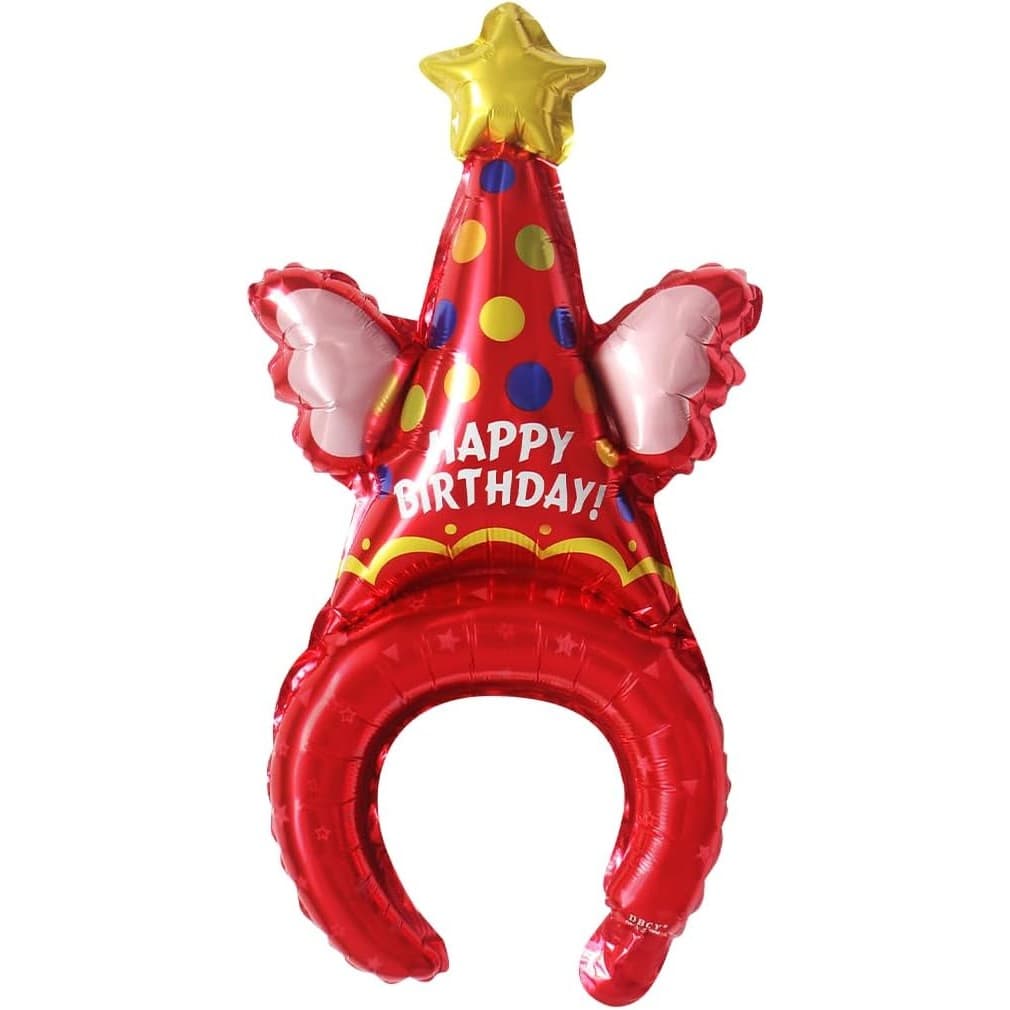 Balon din Folie Metalizata, Flippy, Tip Coronita, Model Palarie de Petrecere, Ambalaj Individual, Pai Inclus, Umflare cu Aer