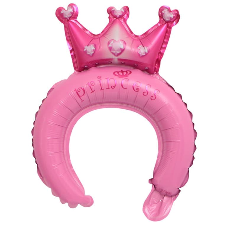 Balon din Folie Metalizata, Flippy, Tip Coronita cu Urechi, Model Coronita de Printesa, Ambalaj Individual, Pai Inclus