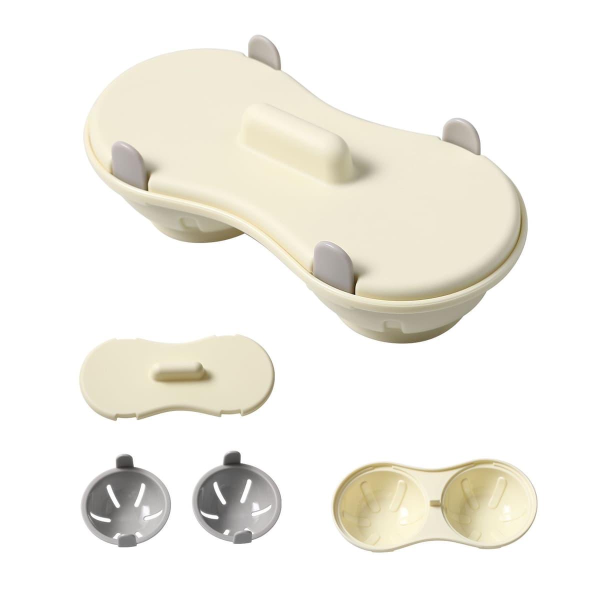 Recipient Dublu pentru Oua, Flippy, din Plastic , pentru Gatit la Microunde, 22 x 11.8 x 8 cm, Gri