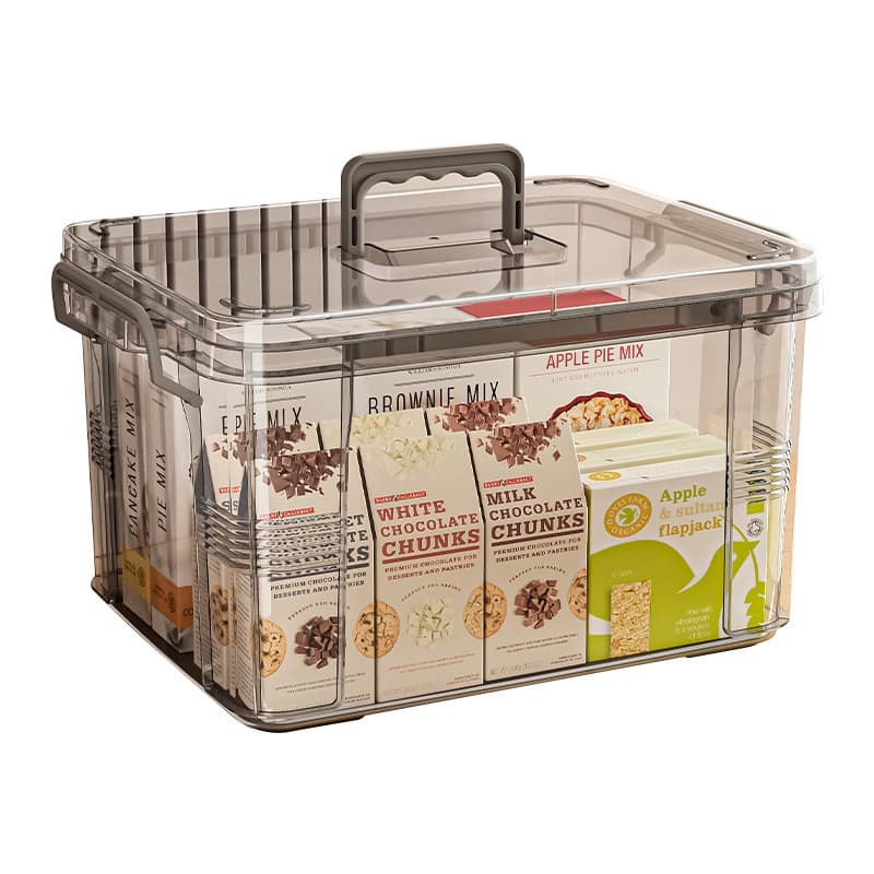 Cutie De Depozitare, Flippy, Tip Valiza, pentru Alimente, Jucarii, Accesorii, Transparent-Gri, Marime M, 31.5x23x19 cm