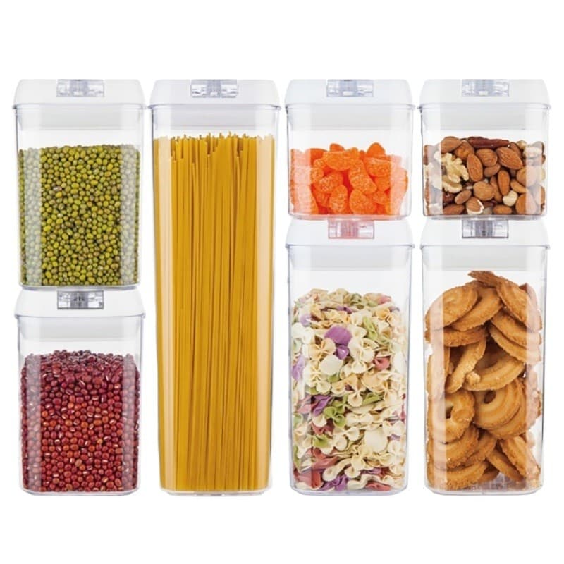 Set 7 Recipiente din Plastic, Flippy, pentru Alimente/Obiecte, Inchidere Ermetica, 2 x 0.5l, 2 x 0.8l, 2 x 1.2l, 1 x 1.9 l