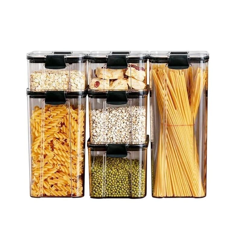 Set 6 Recipiente din Plastic, Flippy, pentru Alimente/Obiecte, Inchidere Ermetica, 2 x 460 ml, 2 x 700 ml, 1 x 1300 ml, 1 x