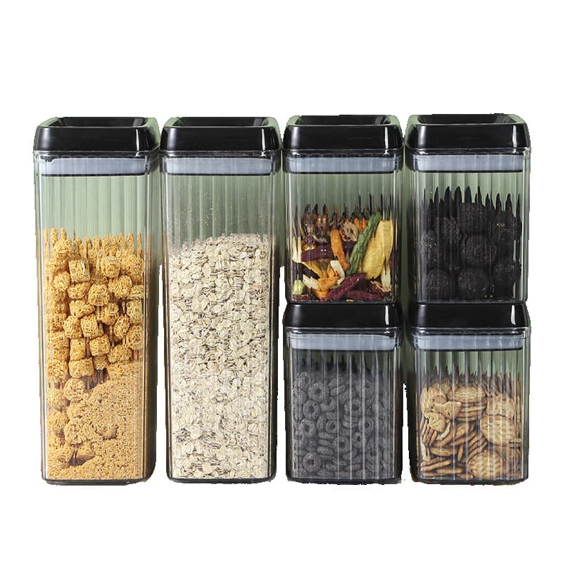 Set 6 Recipiente din Plastic, Flippy, pentru Alimente/Obiecte, Inchidere Ermetica, Textura Ondulata, 4 x 1.5l, 2 x 3.3l