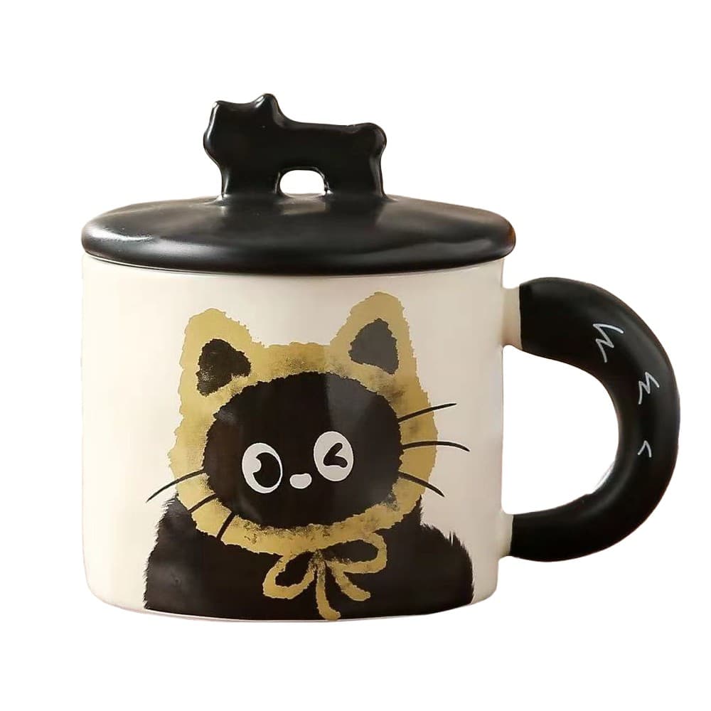 Cana din Ceramica, Flippy, Model in Cutie pentru Cadou, Cana pentru Ceai, Cafea, Cana Retro Design Capac cu Figurina 3D, 9.5
